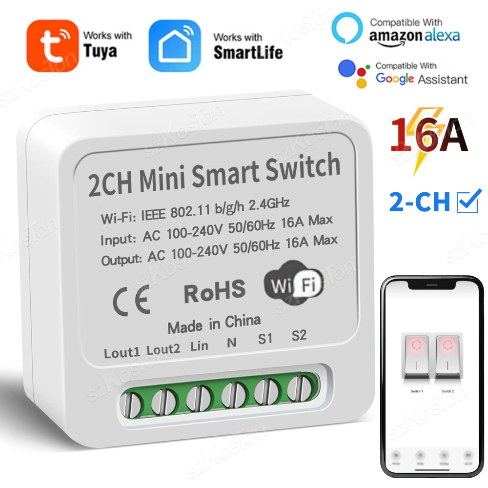 Smart Light Switch Wifi - 16A Tuya WiFi Smart Switch Module