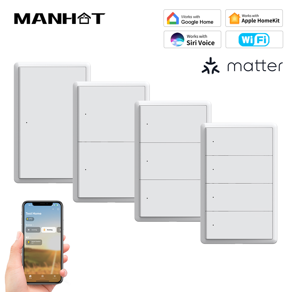 Smart Light Switch Wifi - MANHOT Homekit WiFi Smart Switch No