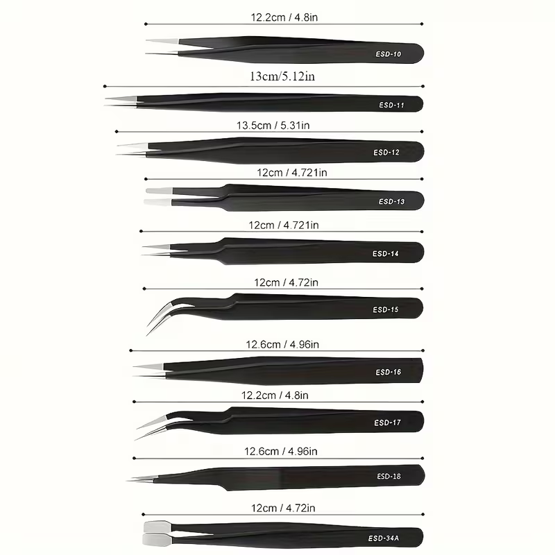 10Pcs ESD Anti‑Static Tweezers - огляд і ціна Electronics Project Kit