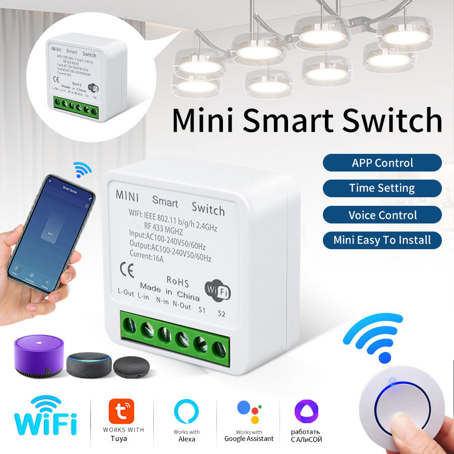 RF433Mhz 16A/20A Tuya WiFi Sma - огляд і ціна Smart Light Switch Wifi